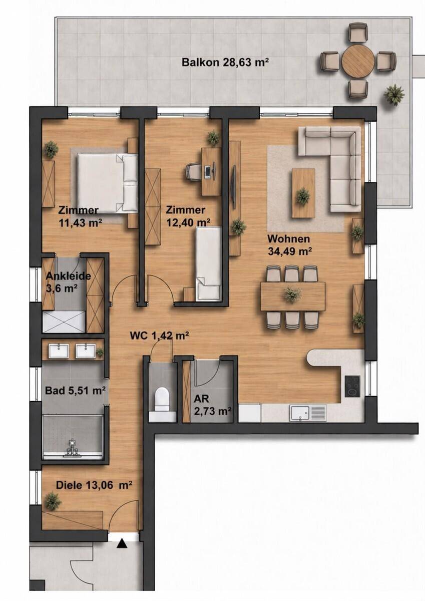 Idee 3Z Variante Schematischer Grundriss