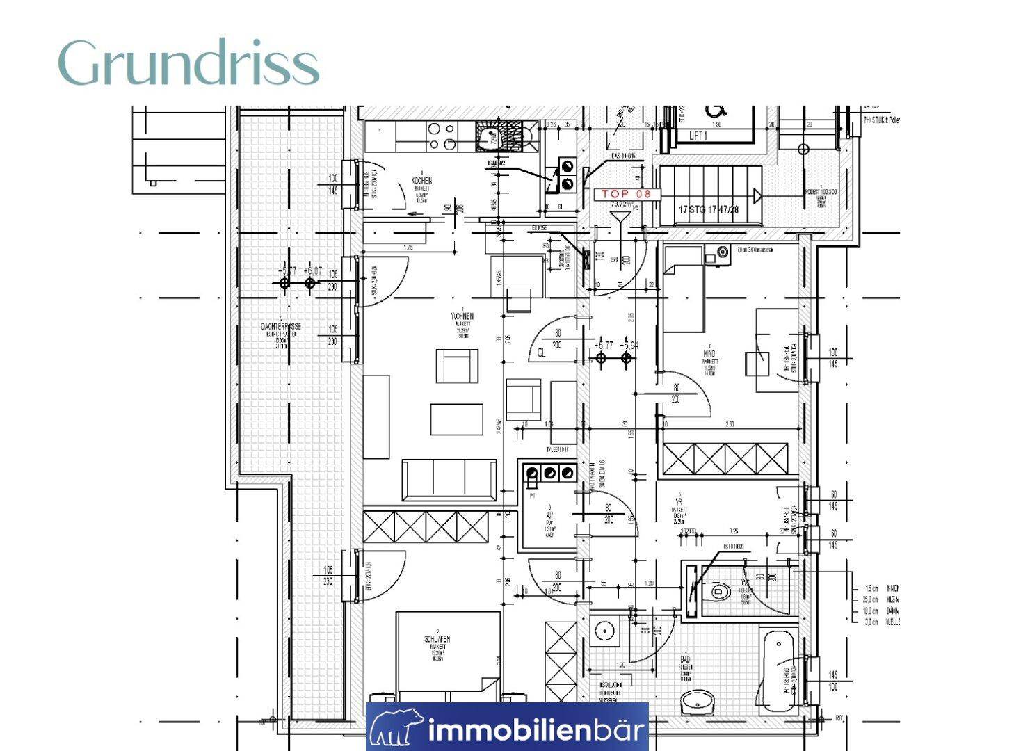 vermietete Anlegerwohnung mit 3 Zimmer am Stadtpark Ried - mit Dachterrasse - provisionsfrei - Mehr