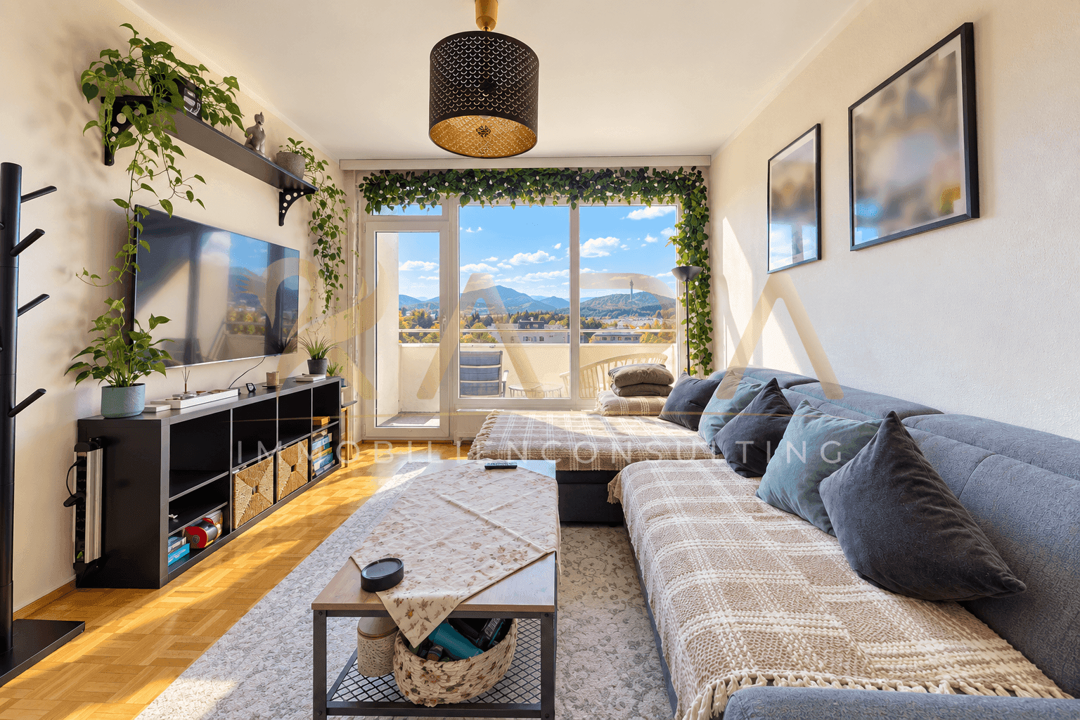 Wohnzimmer mit Panoramaview