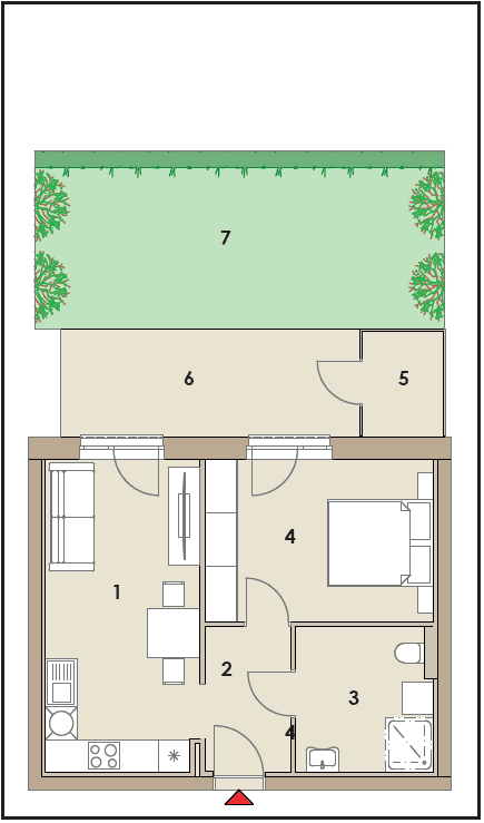 40m² Grundrissplan Top 2, 6, 10