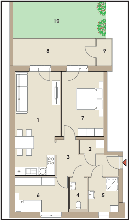 69m² Grundriss Top 1, 5, 9