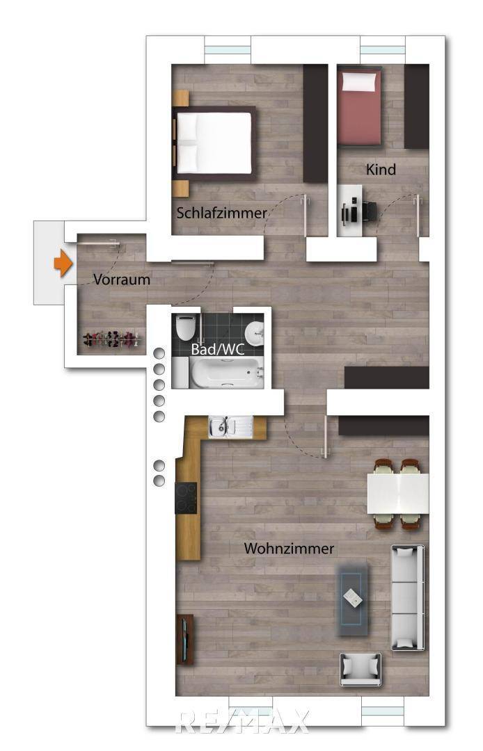 Plan möbliert