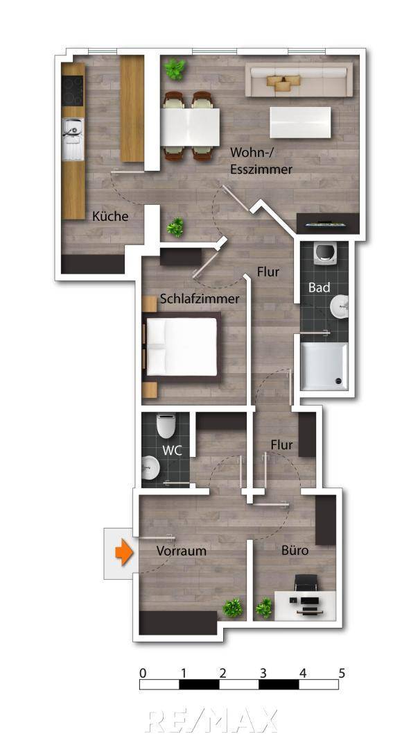 Plan möbliert