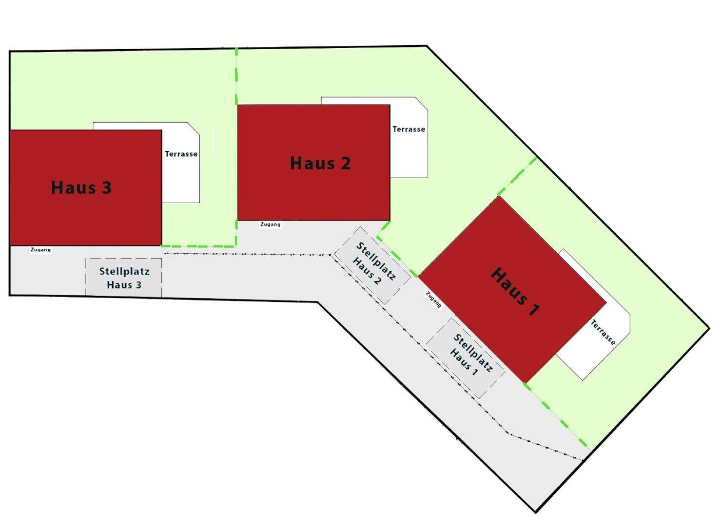 Lageplan - Haus 2 verfügbar (1+3 bereits verkauft)