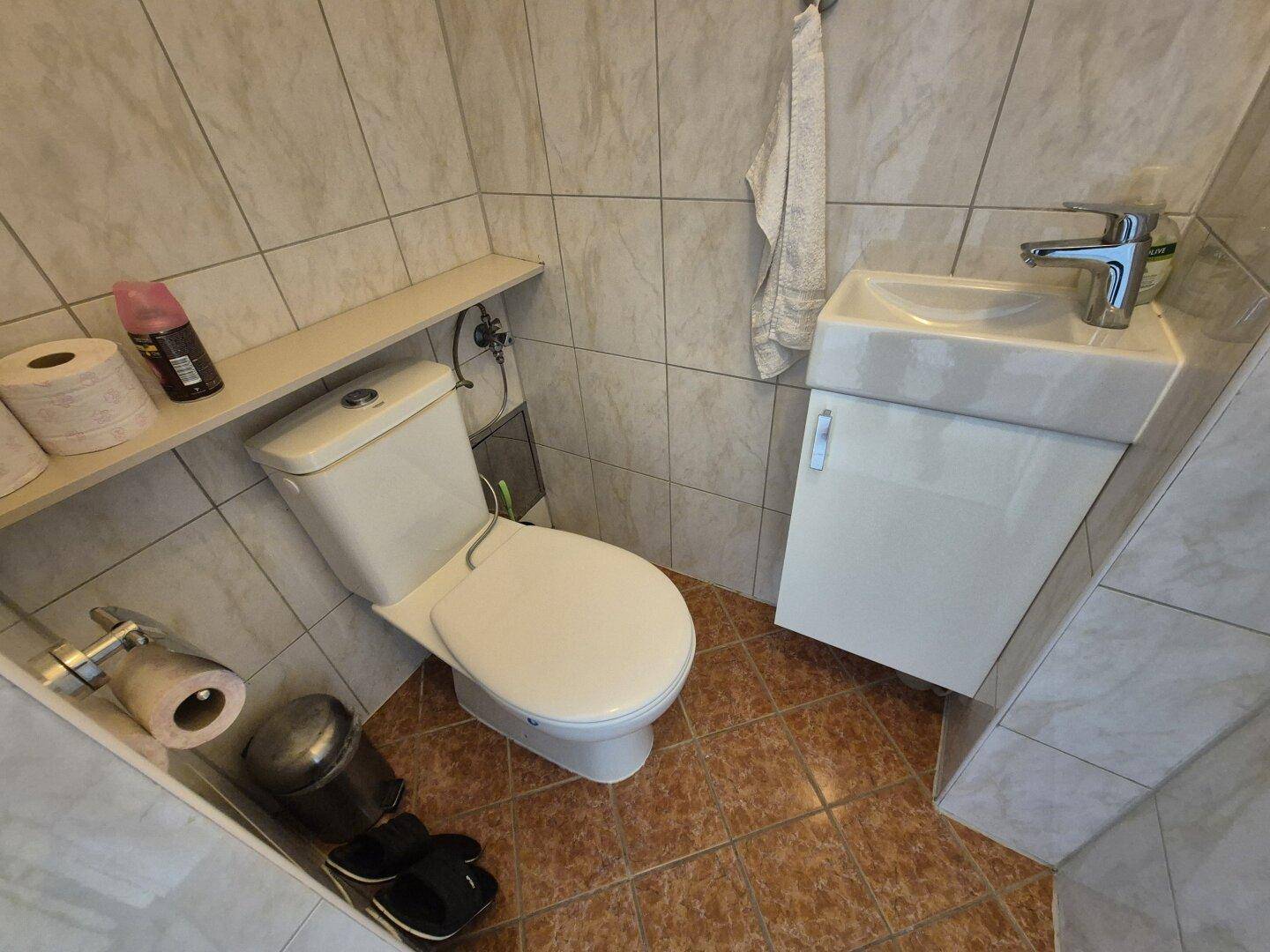 Separates WC mit kleinem Waschbecken