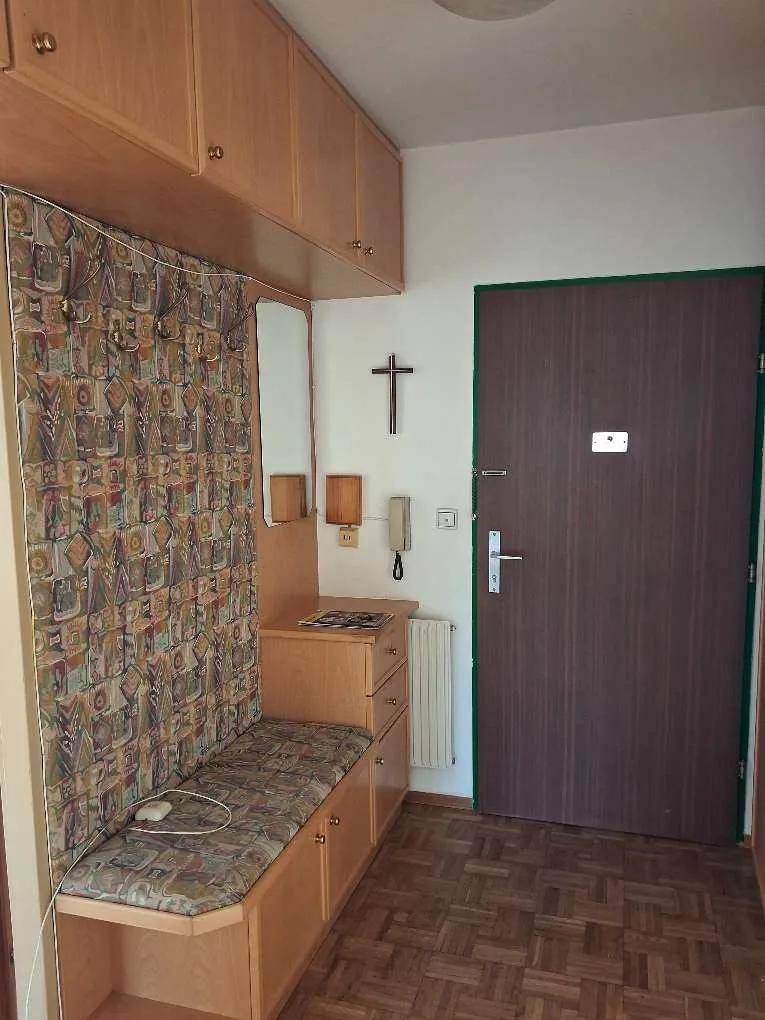 Eingangsbereich mit Garderobe, Spiegel und praktischen Einbauschränken aus hellem Holz.