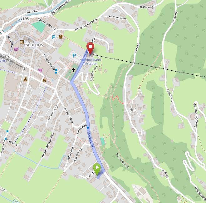 © OpenStreetMap Mitwirkende Entfernung Talstation Hochjochbahn