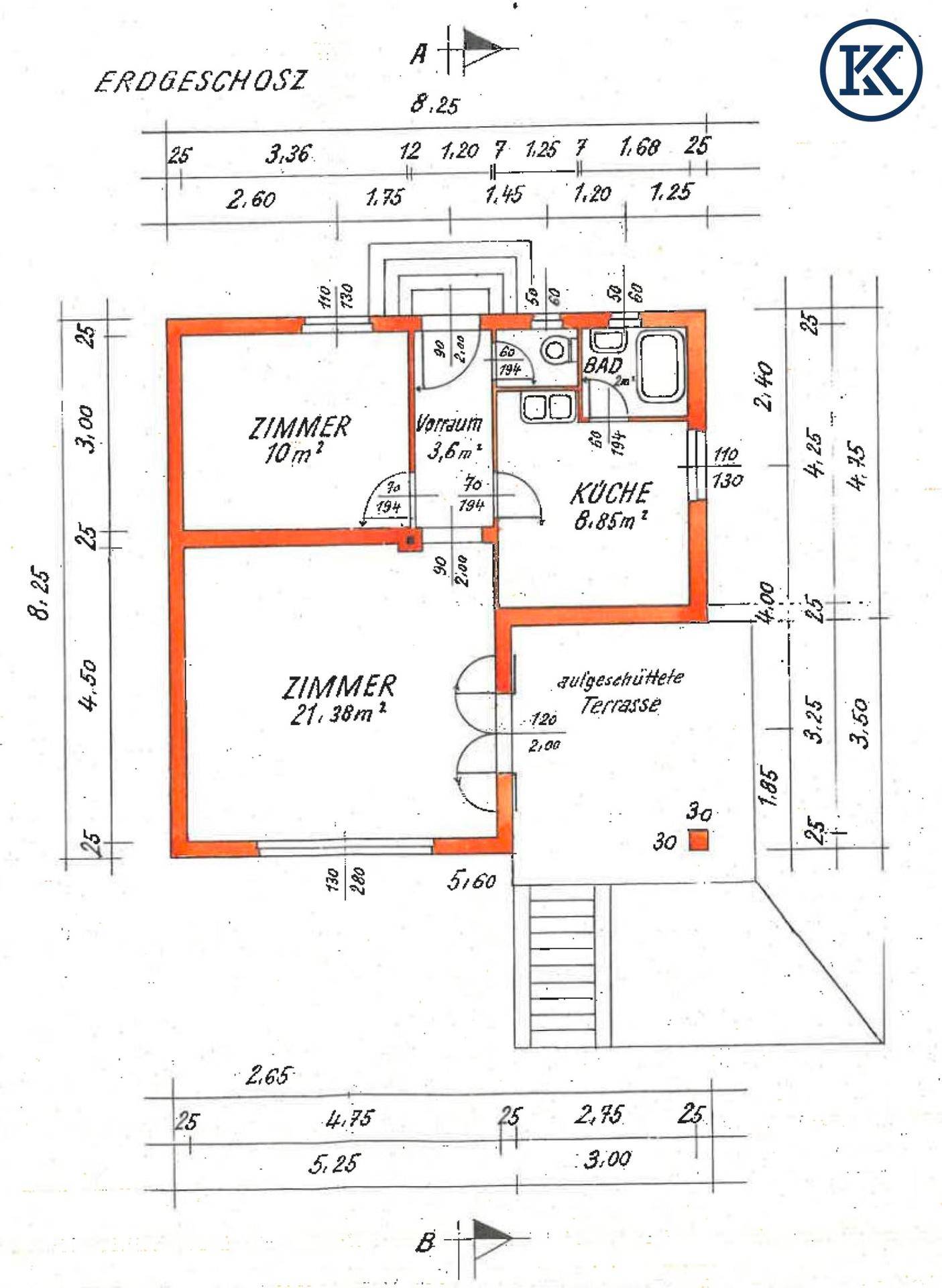Moderner Grundriss des Erdgeschosses mit Wohn-, Ess-, Küchen- und Schlafbereich.
