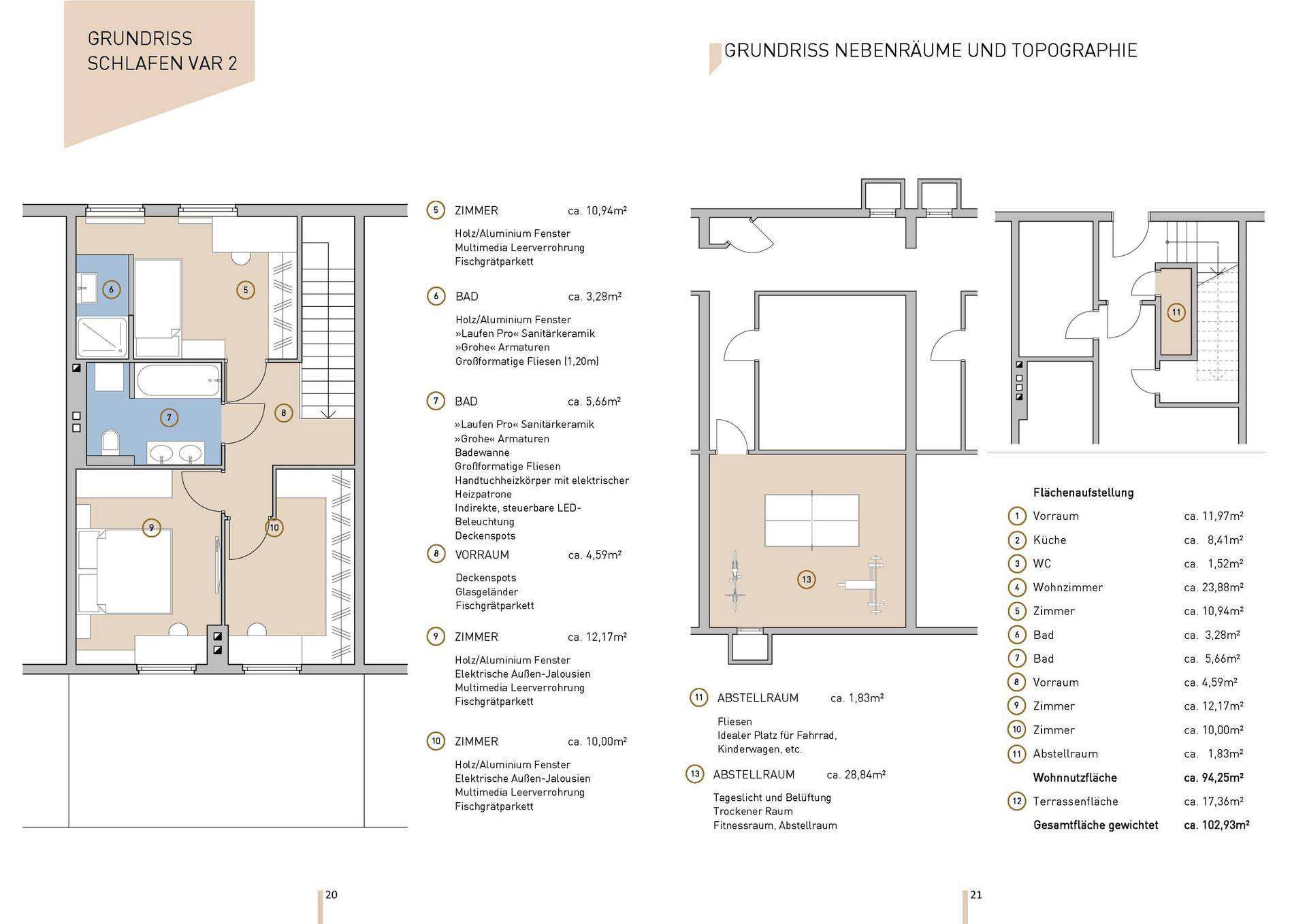 Grundrissvariante für Schlafzimmer mit detaillierter Flächenaufteilung und Raumdetails.