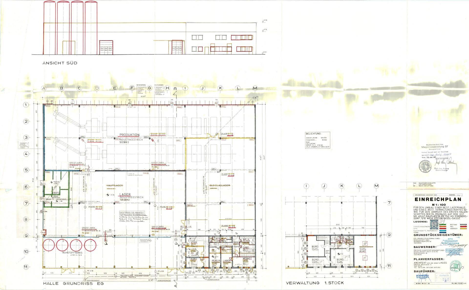 Halle & Büro Einreichplan 1989