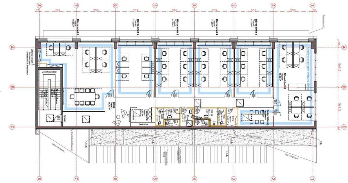 K01 Halle B, 440m² Büro - Grundriss