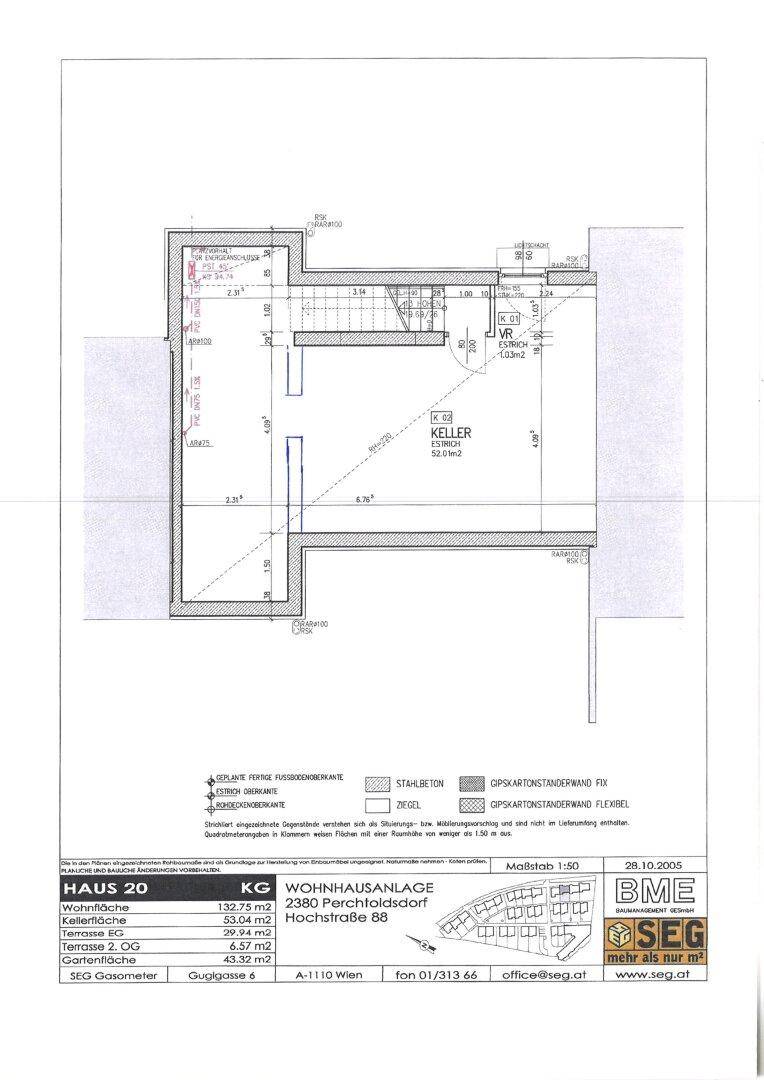 Grundriss des Kellergeschosses mit Abstellraum und Treppenaufgang.