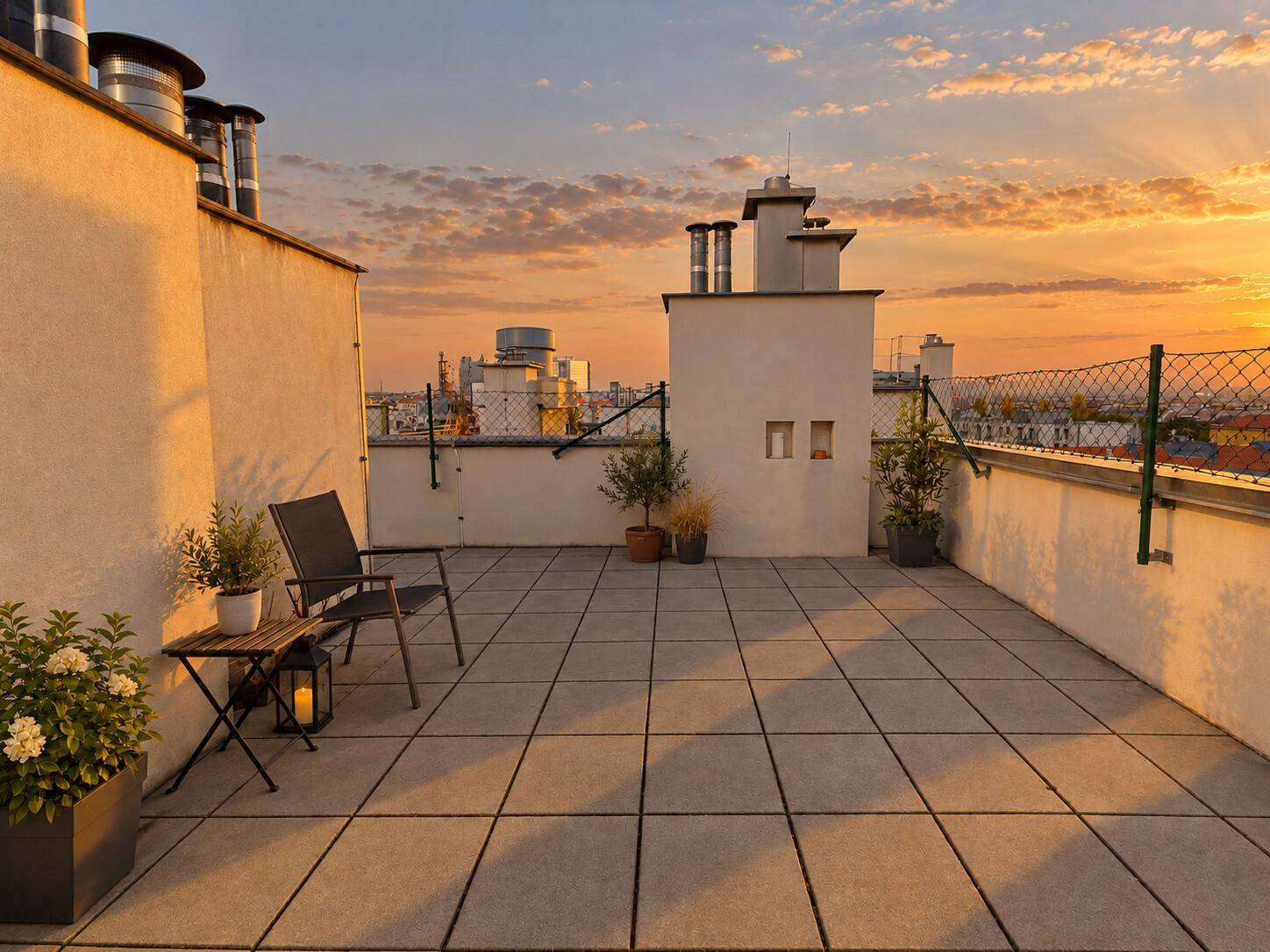 Gemeinschaftsdachterrasse KI Staging
