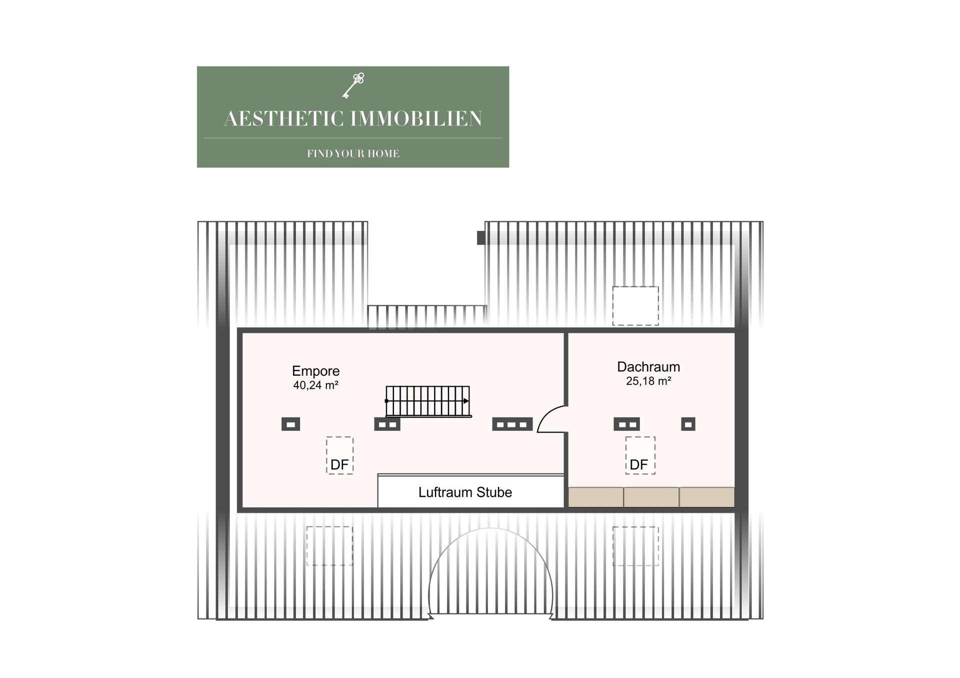 Grundriss des Dachgeschosses mit offener Empore und zusätzlichem Dachraum.
