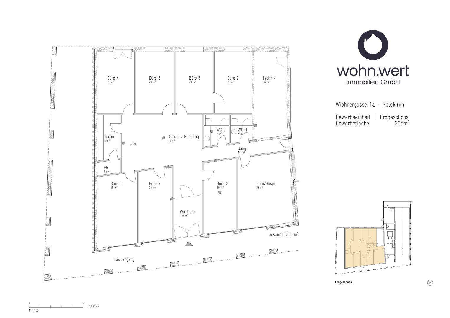 Gewerbefläche (Einzelhandel, Büro, Praxis) mit 277 m² mitten in Feldkirch - Erstbezug! - Ansicht 5