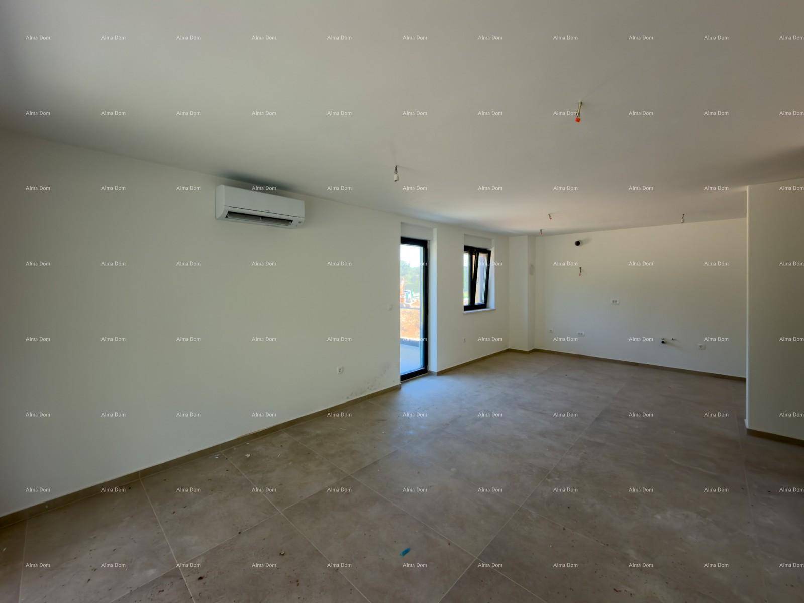 Weitläufiger Wohnbereich mit mehreren Fenstern und Terrassentür, ideal für offenes Wohnen.