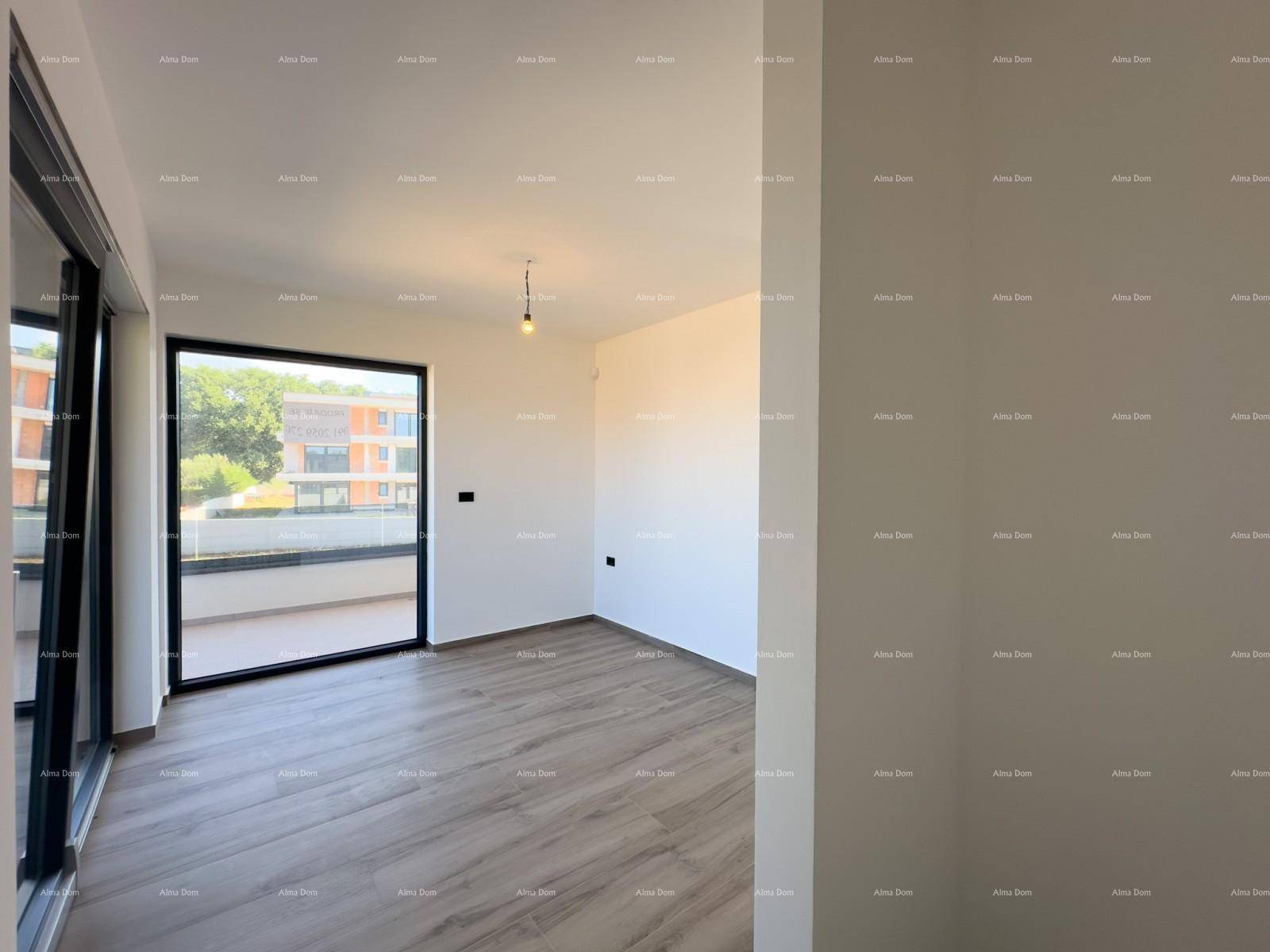 Geräumiger, heller Raum mit Holzoptik-Boden und mehreren Türen zu angrenzenden Bereichen.