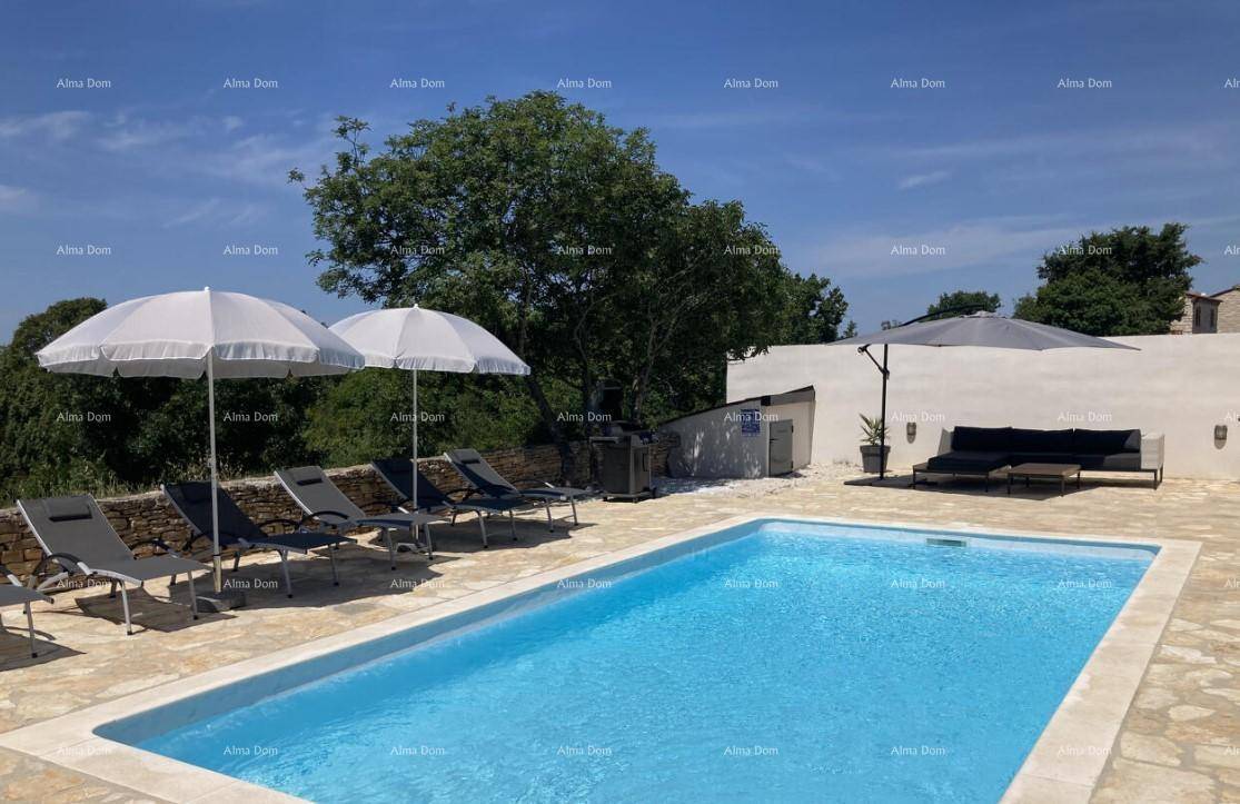 Großer Poolbereich mit zahlreichen Liegestühlen, Sonnenschirmen und einer gemütlichen Lounge-Ecke im Freien.