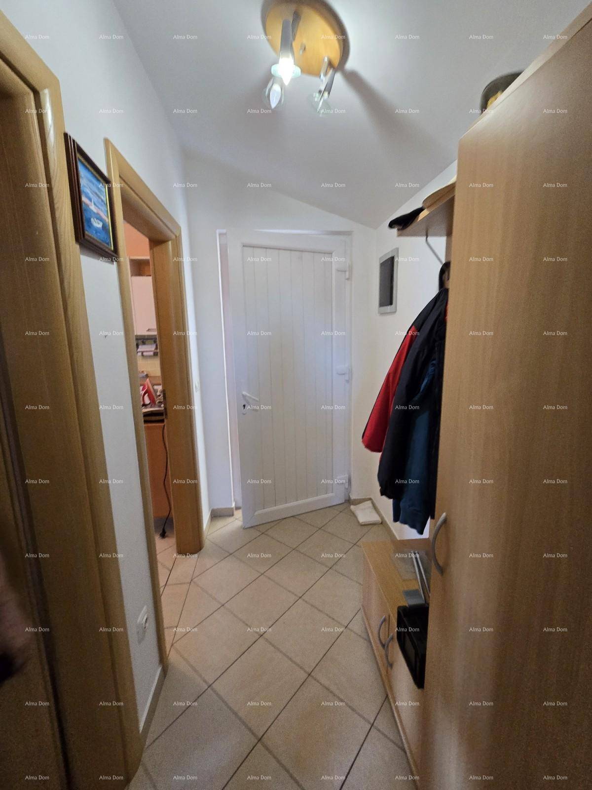 Heller Flur mit Fliesenboden und Garderobe, der zu weiteren Räumen führt.