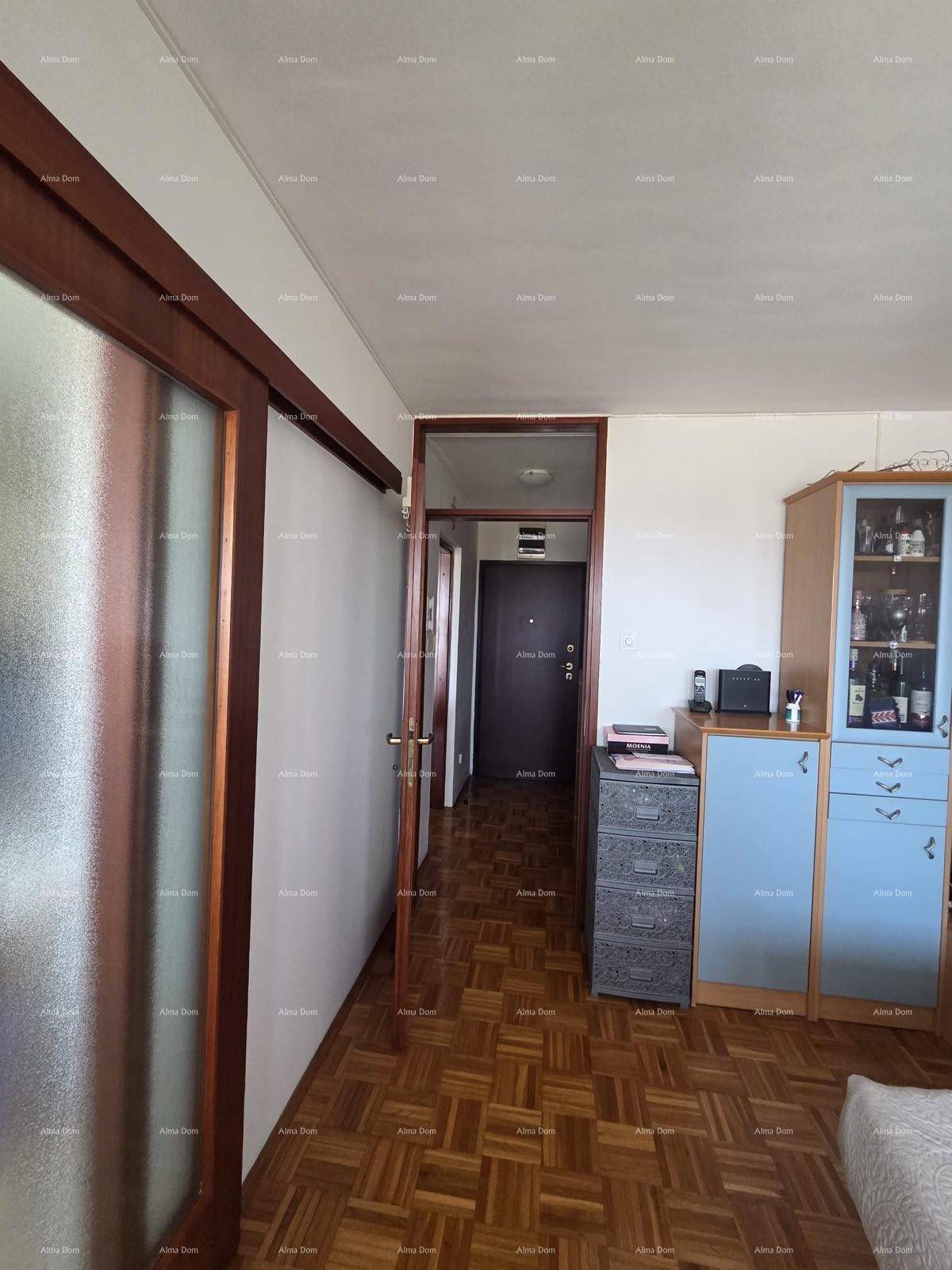 Flur mit Parkettboden und Holztüren, der zu den verschiedenen Räumen der Wohnung führt.