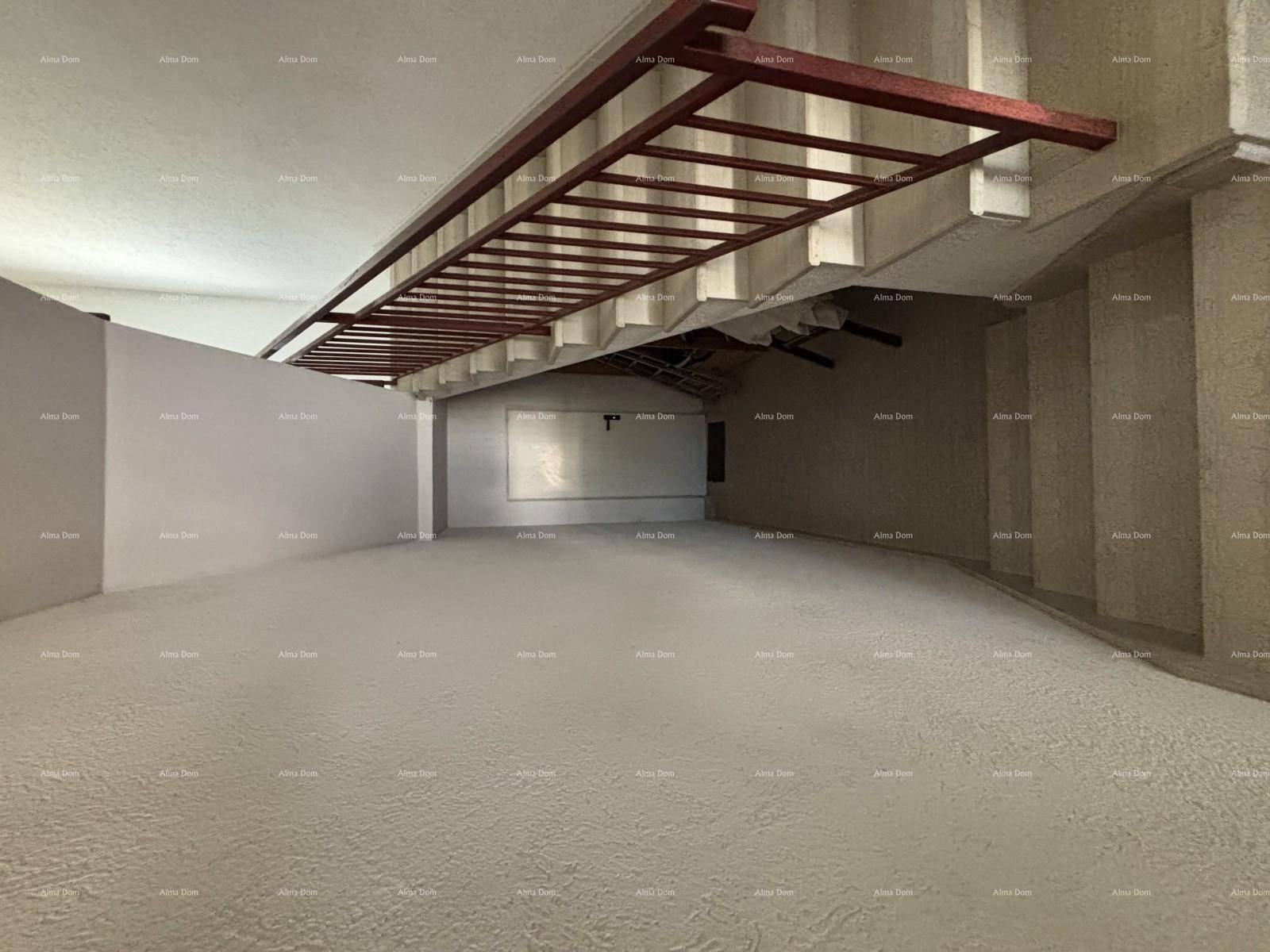 Großer, unmöblierter Kellerraum mit Betonboden und sichtbaren Deckenbalken.