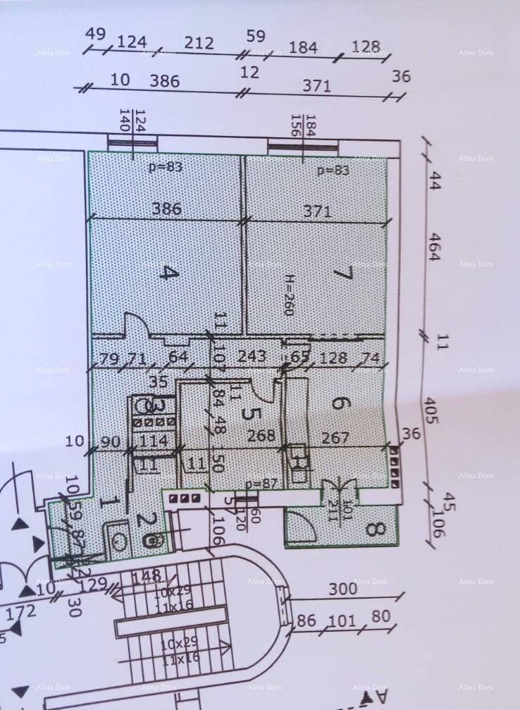 Grundriss der Wohnung mit nummerierten Räumen und Gesamtfläche von 72,83 m².