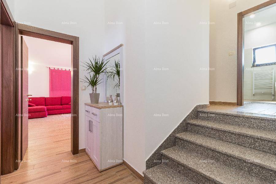Heller Flur mit Treppe, die zu den oberen Etagen führt, und Zugang zu Wohn- und Badezimmer.