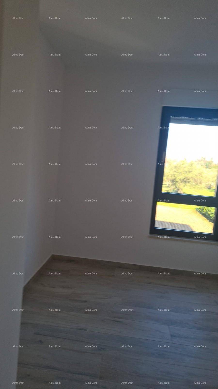 Leerer Raum mit Holzboden und einem Fenster, das viel Tageslicht hereinlässt.