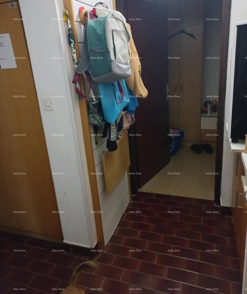 Flur mit Fliesenboden und Garderobe, der den Zugang zu weiteren Räumen ermöglicht.