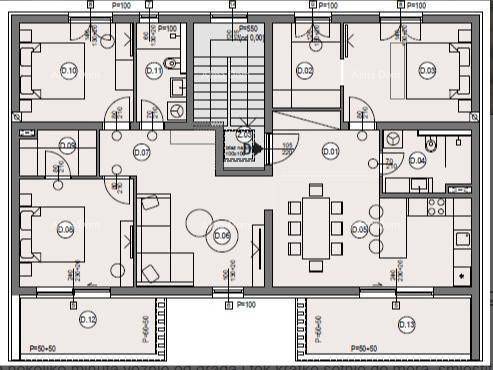 Detaillierter Grundriss einer Wohnung mit drei Schlafzimmern, offenem Wohnbereich und zwei Balkonen.