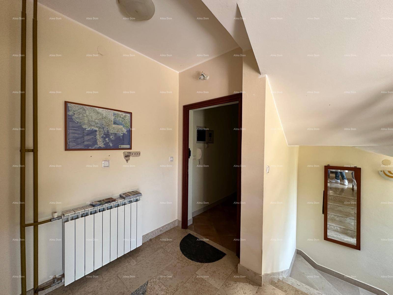 Geräumiger Eingangsbereich mit Spiegel und Zugang zum Treppenhaus, hell und funktional.