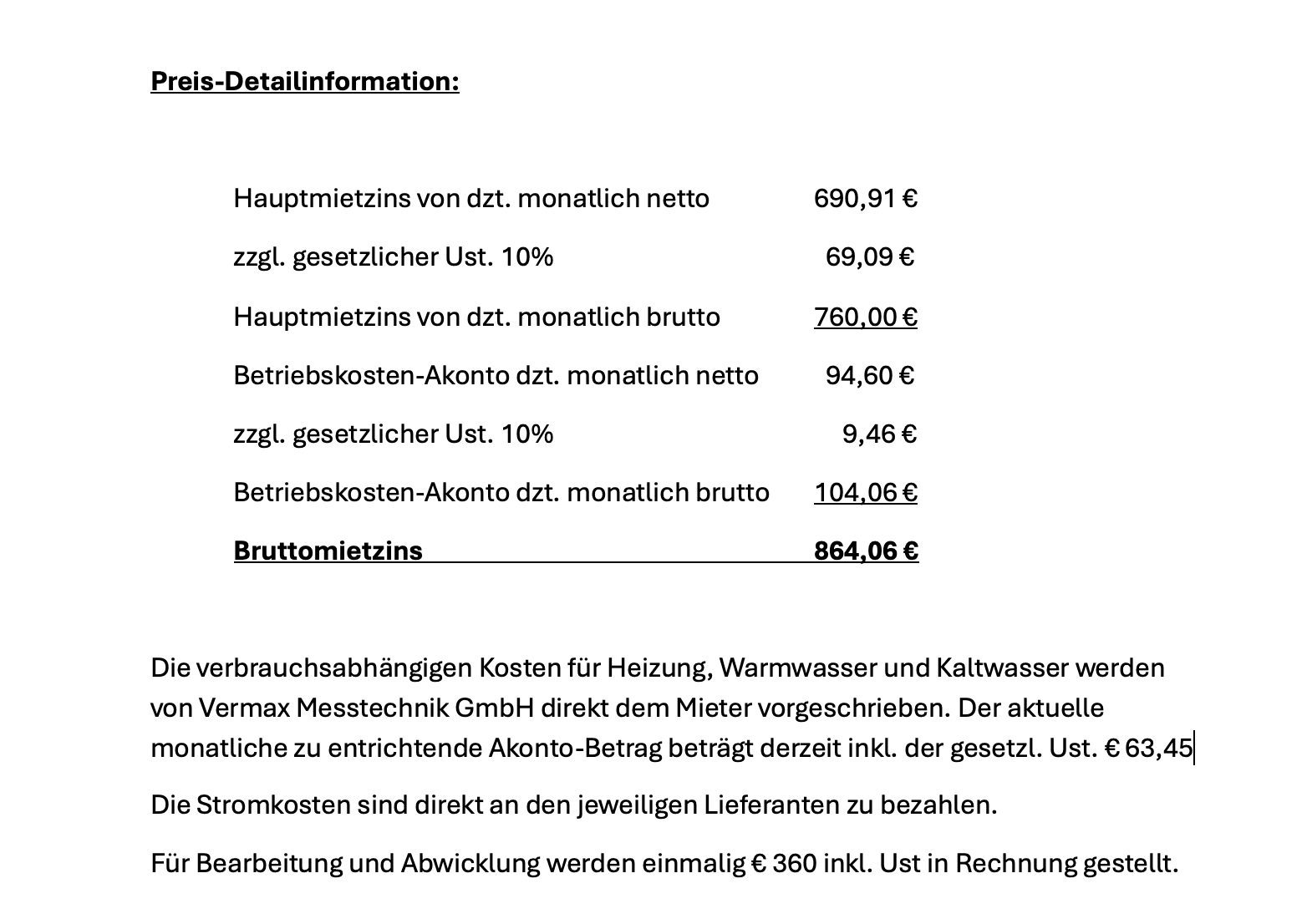 Preis Details
