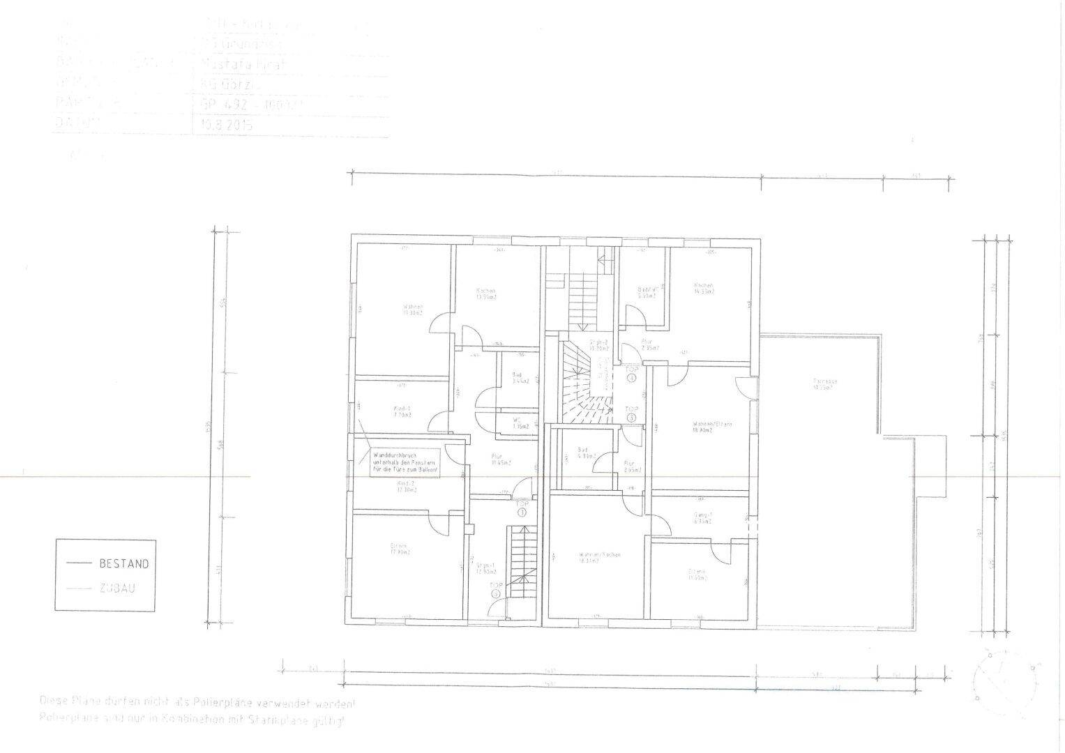 Grundrissplan des Obergeschosses mit detaillierter Raumaufteilung und Treppenhaus.