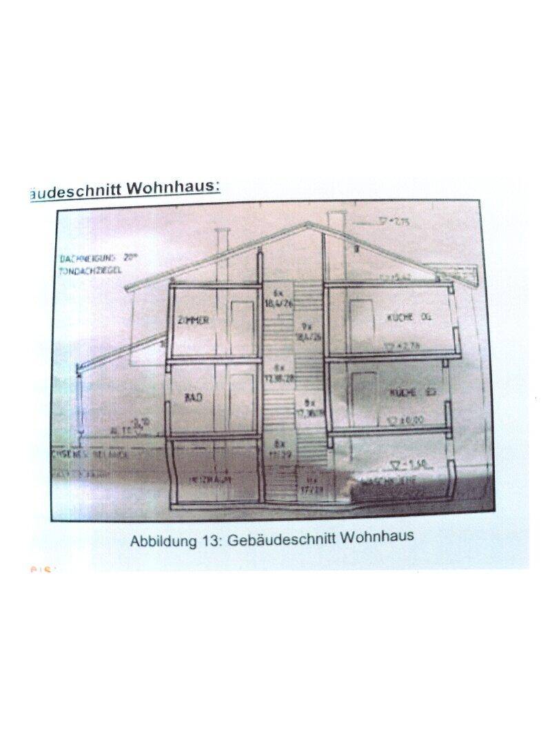 Gebäudeschnitt des Wohnhauses zeigt die Aufteilung über mehrere Etagen.