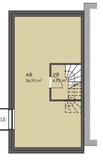 Grundriss des Dachgeschosses mit Abstellraum und Treppenaufgang.