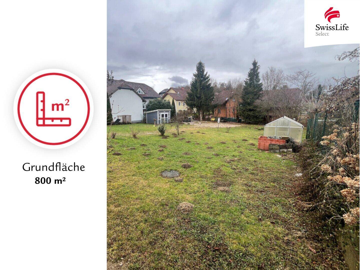 Großzügiges Grundstück von 800 m² mit viel Platz für individuelle Gestaltung.