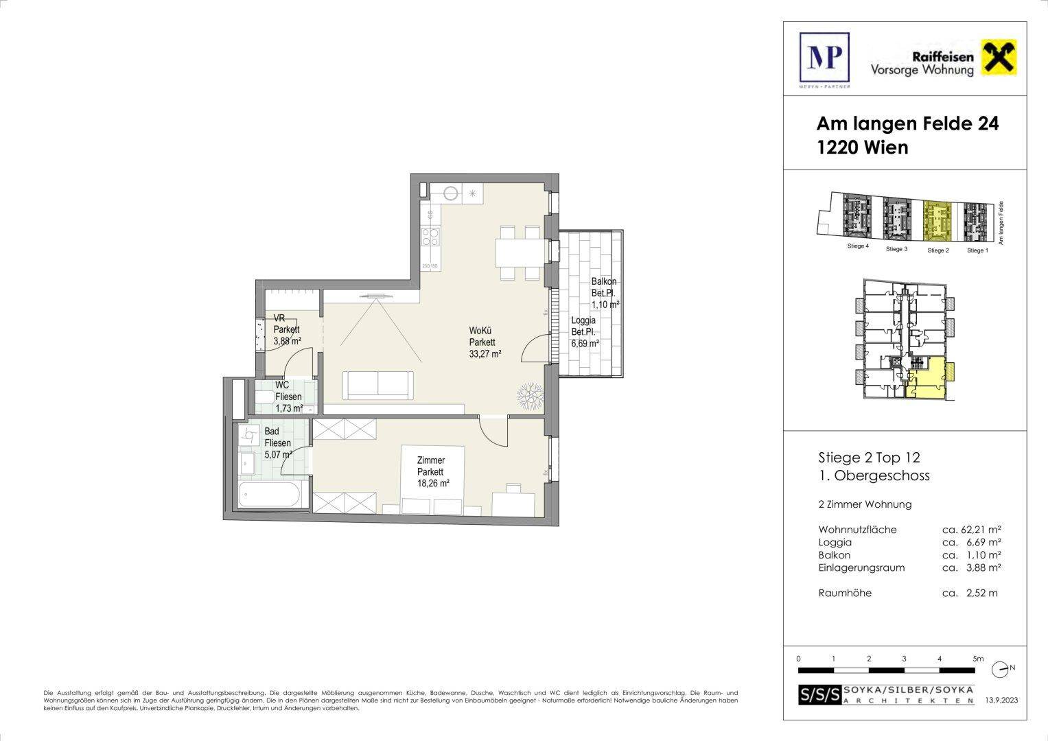 Detaillierter Grundriss einer 2-Zimmer-Wohnung mit Balkon und Loggia, zeigt die Raumaufteilung.