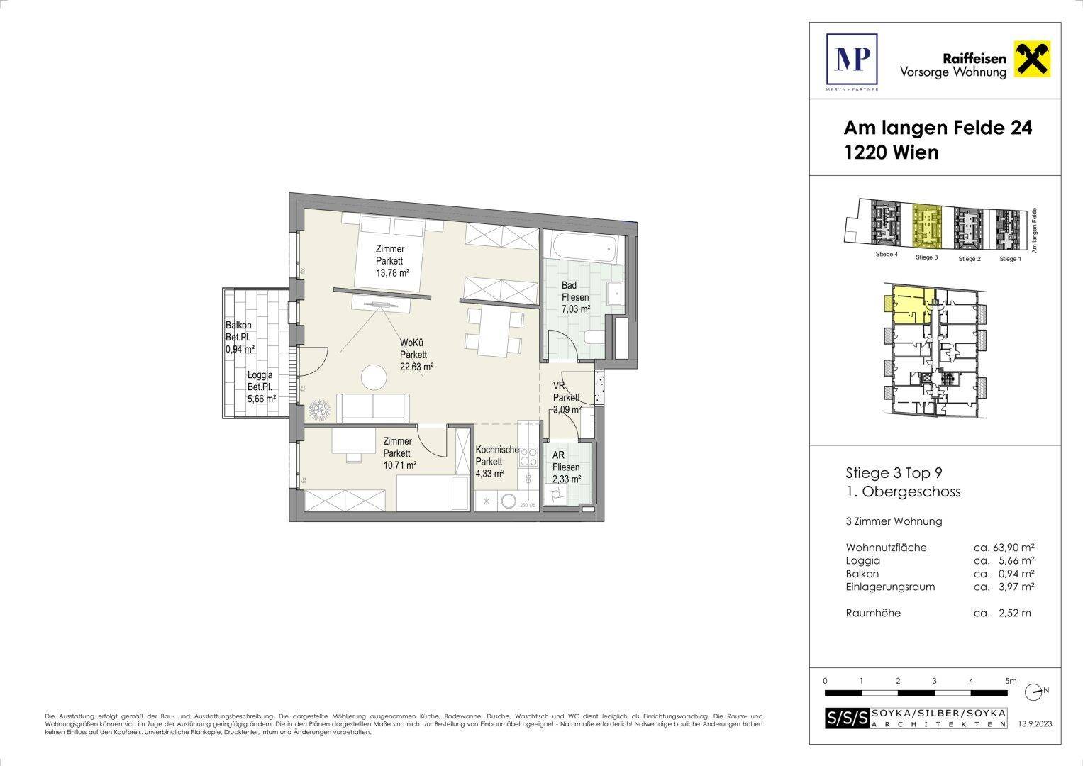 Detaillierter Grundriss der Wohnung mit Raumaufteilung und Flächenangaben in Quadratmetern.