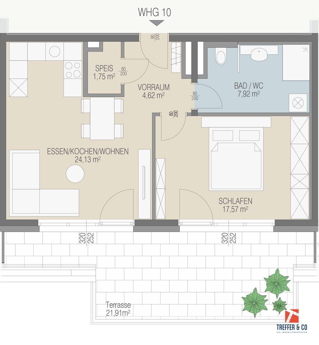 Top 10 - Großzügige 2 - Zimmer - Terrassenwohnung mit viel Freiraum - Ansicht 6