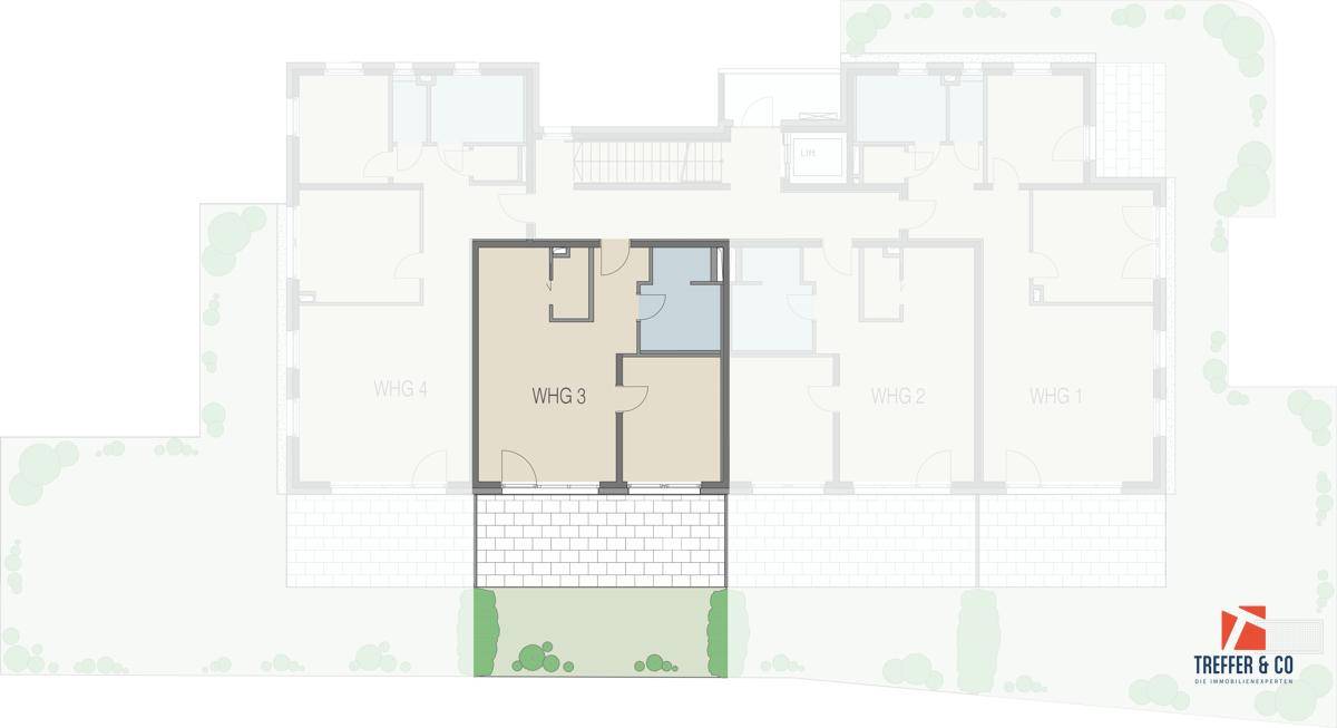 Helles Wohn- und Esszimmer mit Holzboden, modernen Möbeln und Zugang zur Terrasse.