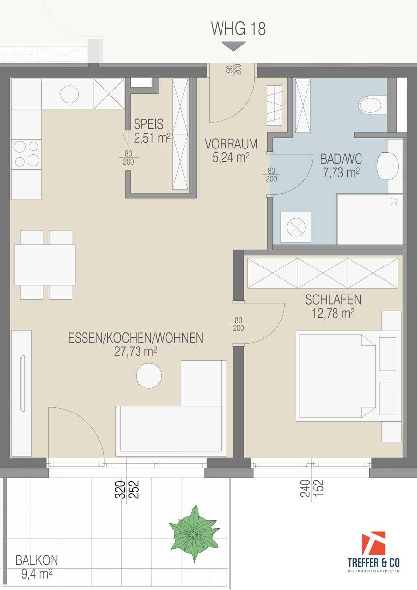 Top 18 – Freundliche 2-Zimmer-Wohnung mit sonnigem Balkon und viel Wohnkomfort - Ansicht 6