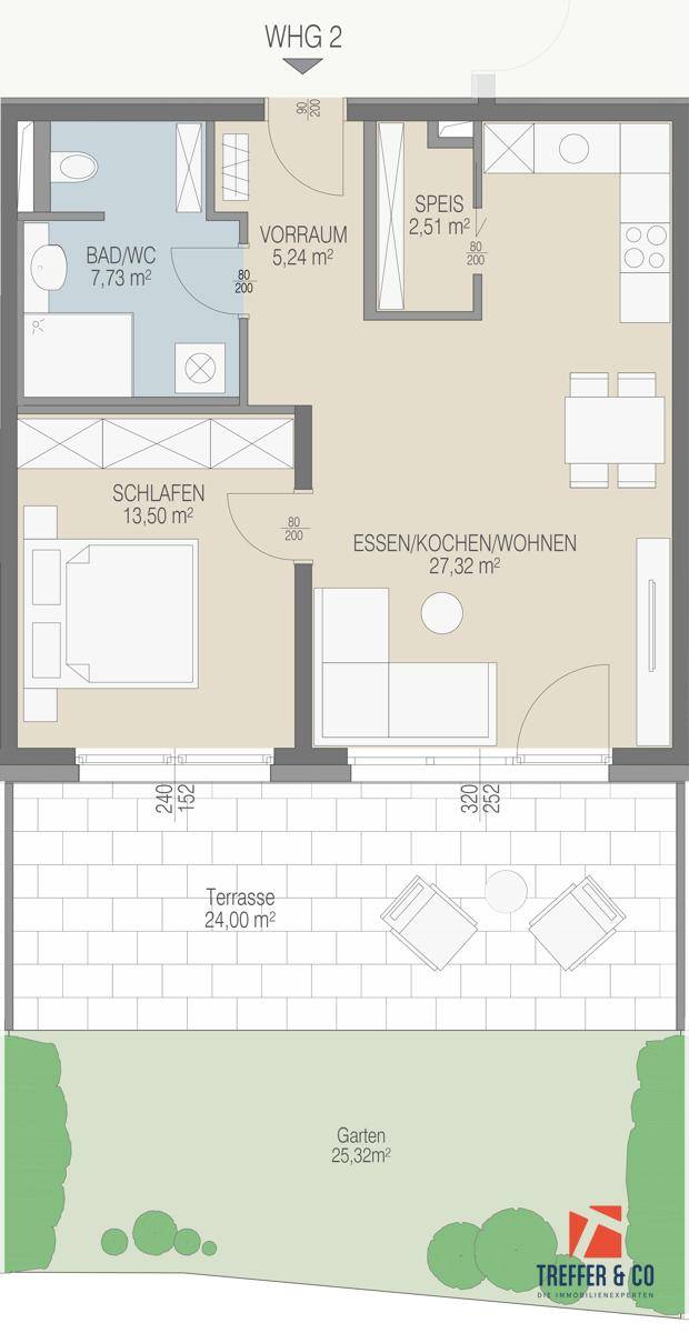 Top 2: 2-Zimmer - Kompakt, hell &amp; mit eigenem Garten - Ansicht 3