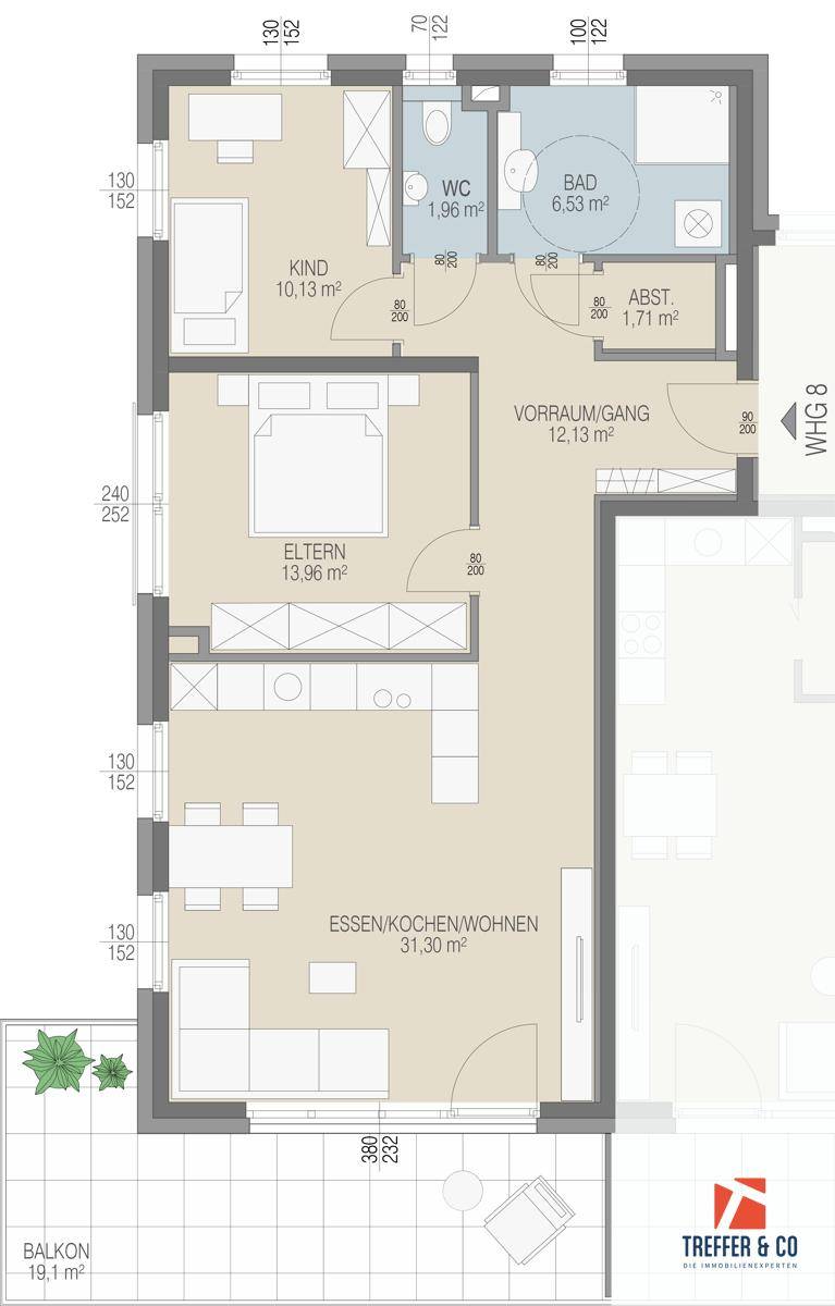 Top 8 - Großzügige 3-Zimmer-Wohnung mit Balkon und funktionalem Grundriss - Ansicht 5