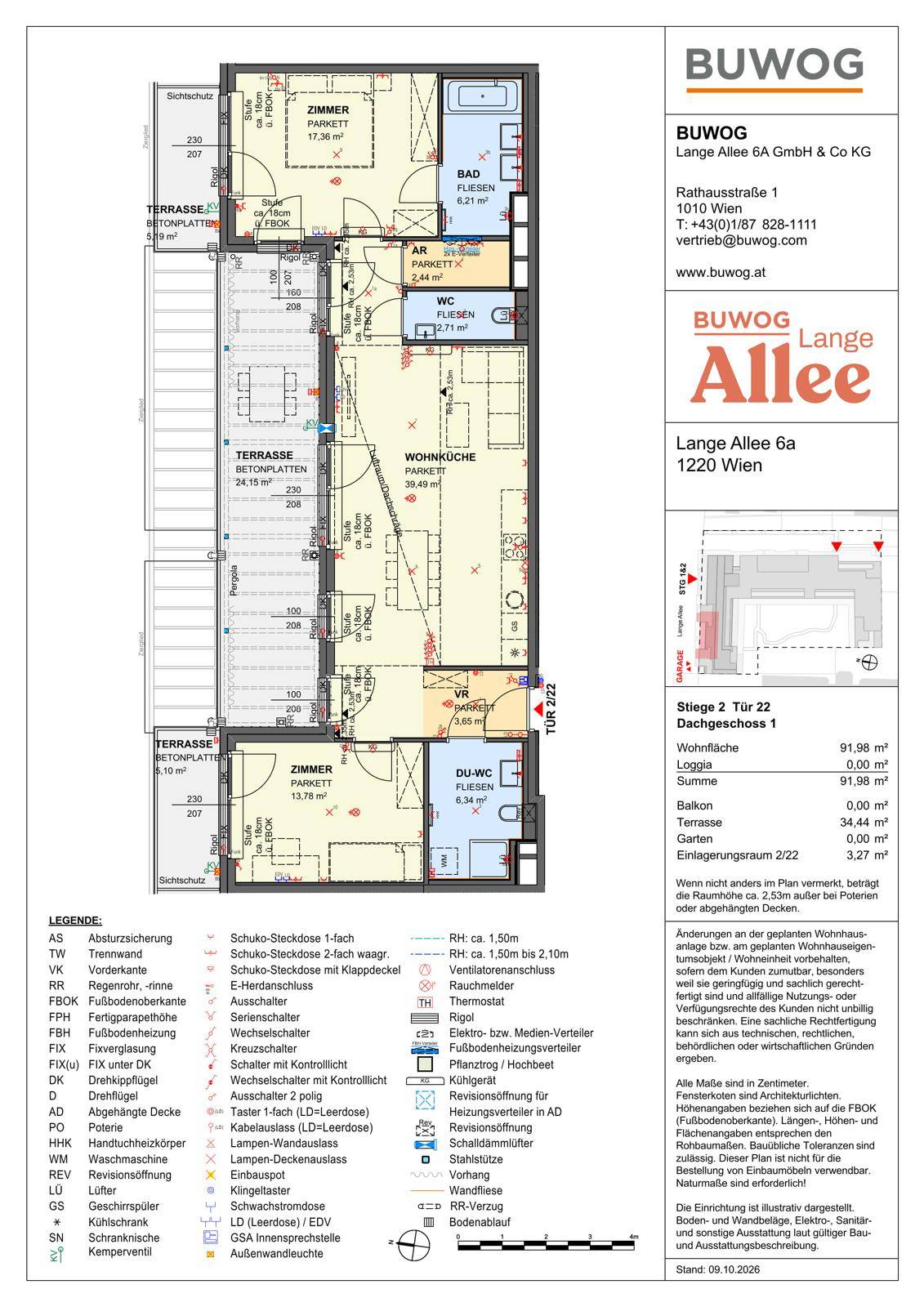 Detaillierter Grundriss einer Wohnung mit Terrasse, Balkon und mehreren Zimmern.