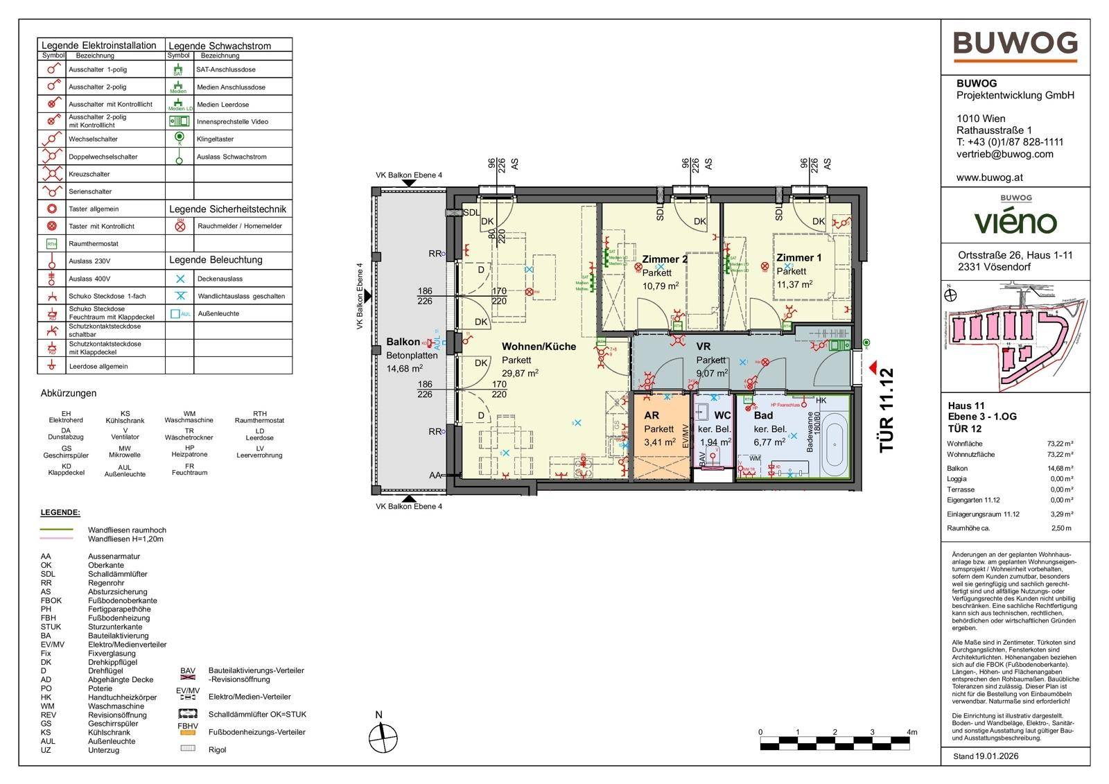 Wohnungsplan Tür 11-12