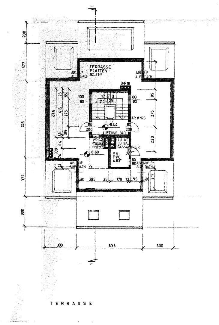 Grundriss der Terrassenebene mit großer Außenfläche und Zugang zu Innenräumen.