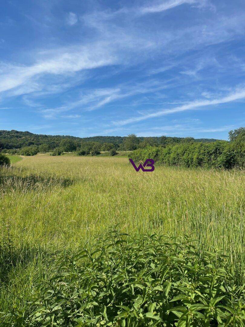 Panoramablick über grüne Felder und bewaldete Hügel unter einem strahlend blauen Himmel.