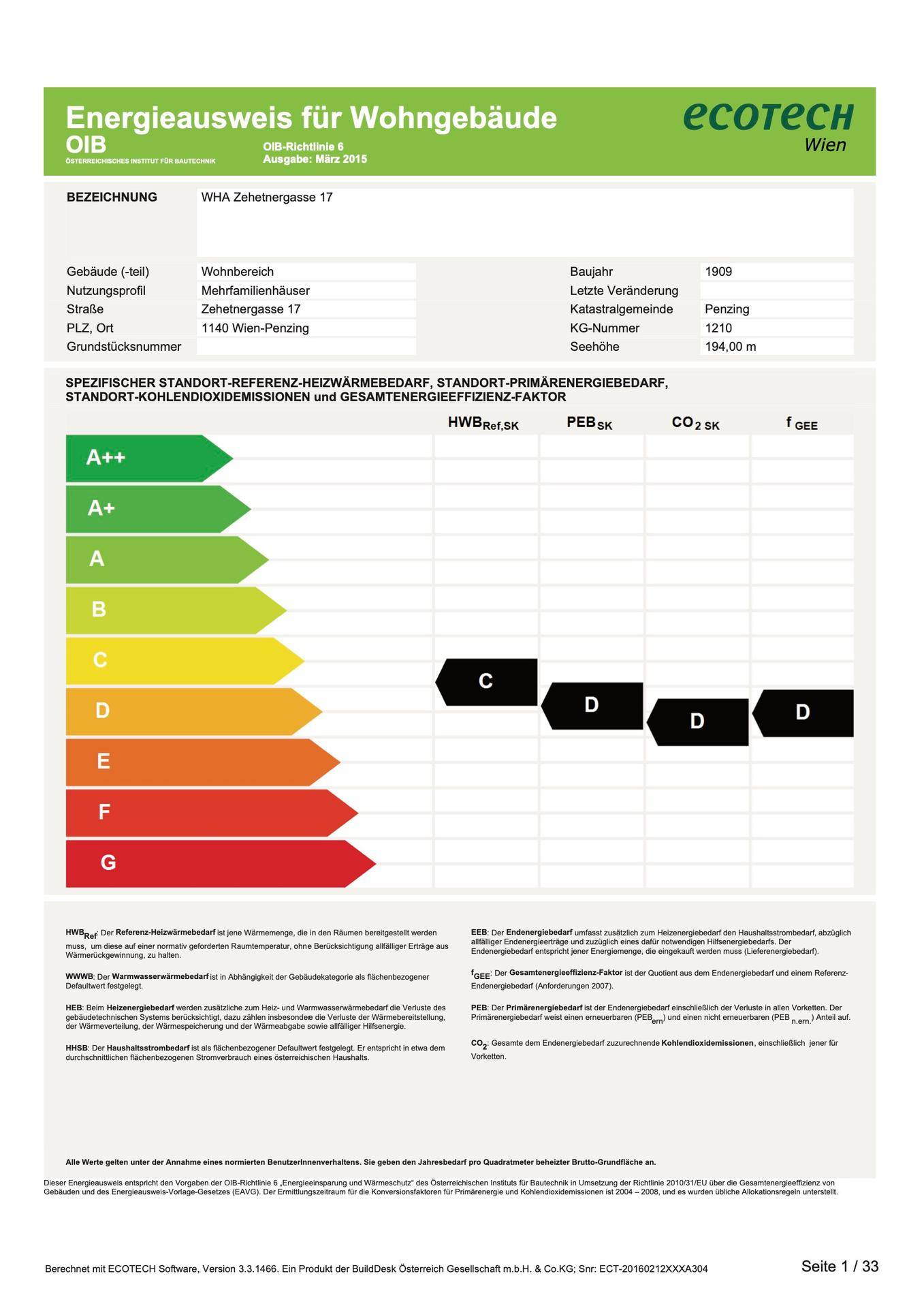 Energieausweis ZEH