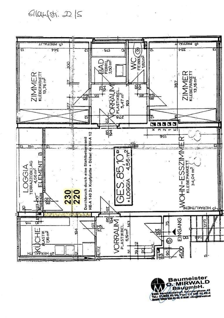 Detaillierter Grundriss der Wohnung mit Aufteilung in Wohn-, Ess- und Schlafbereiche.