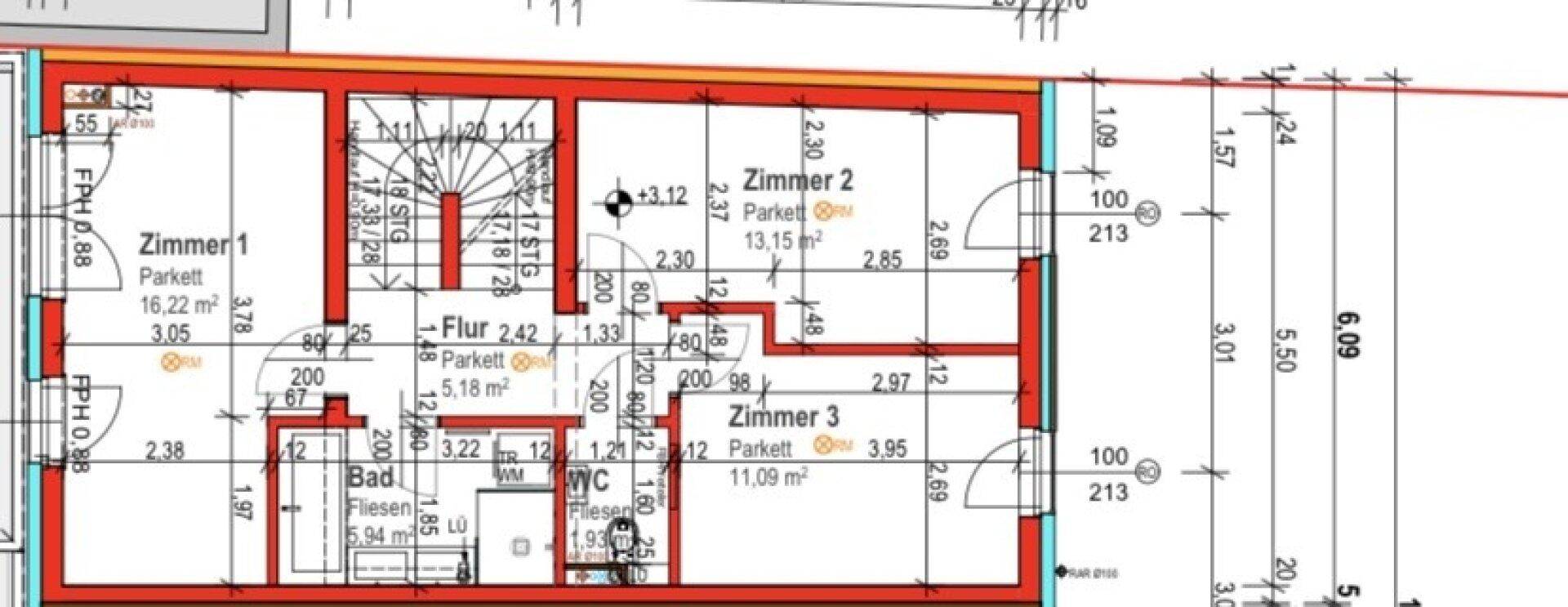 Plan: 1. OG (3 Zimmer)